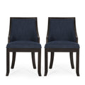 Dinning Chair Mp2 Set Of 2 Navy Blue Wood Fabric