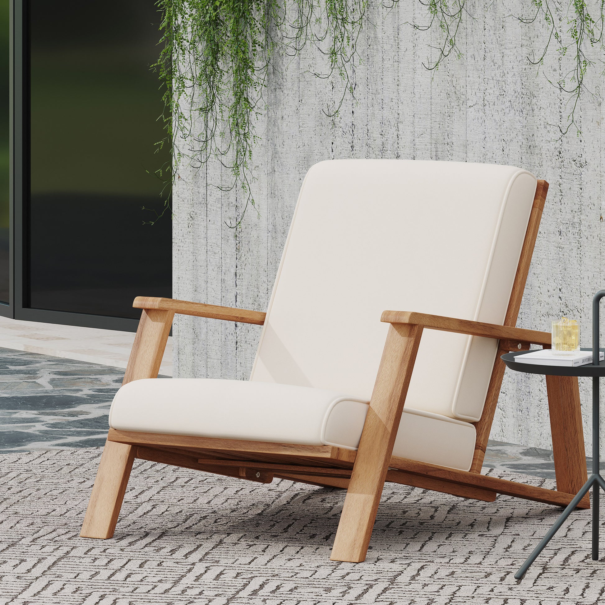 Paloma Club Chair Beige Acacia Wood