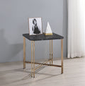 Daxton Square End Table With Faux Marble Top Black Black Wood