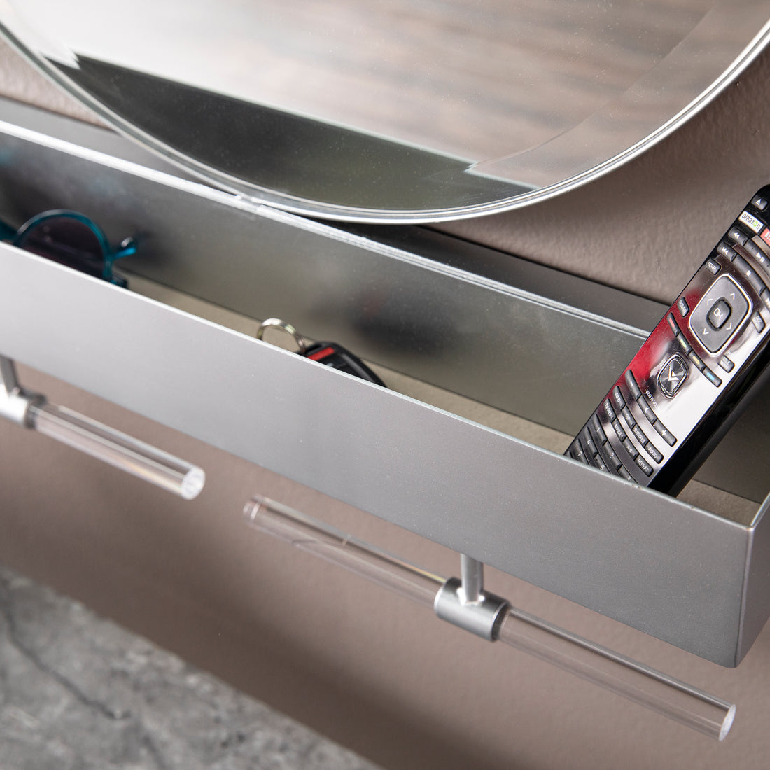 Anthrop Decorative Mirror W Storage Silver Iron