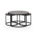 Coffee Table Set Black Silver Wood