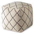 Lattice Square Pouf Beige Beige Fabric