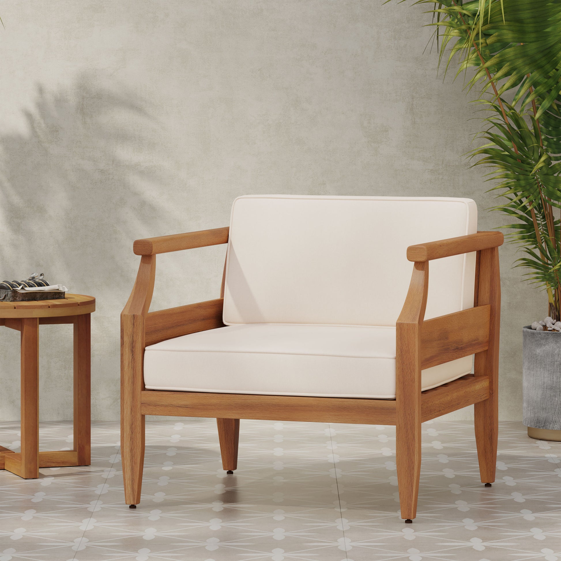 Aston Club Chair Cream Acacia Wood