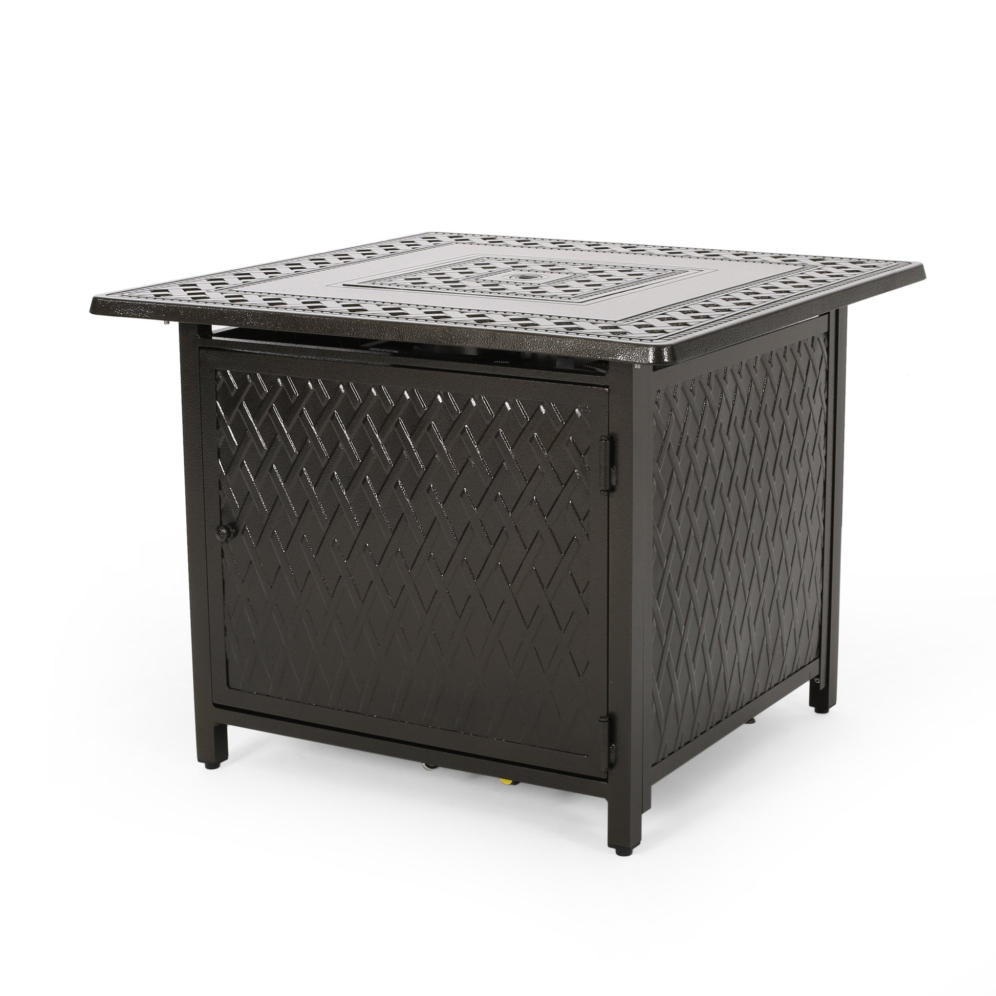 32" Outdoor Square Aluminum Propane Fire Pit 37,000 Btu Bronze Metal Garden & Outdoor Aluminum