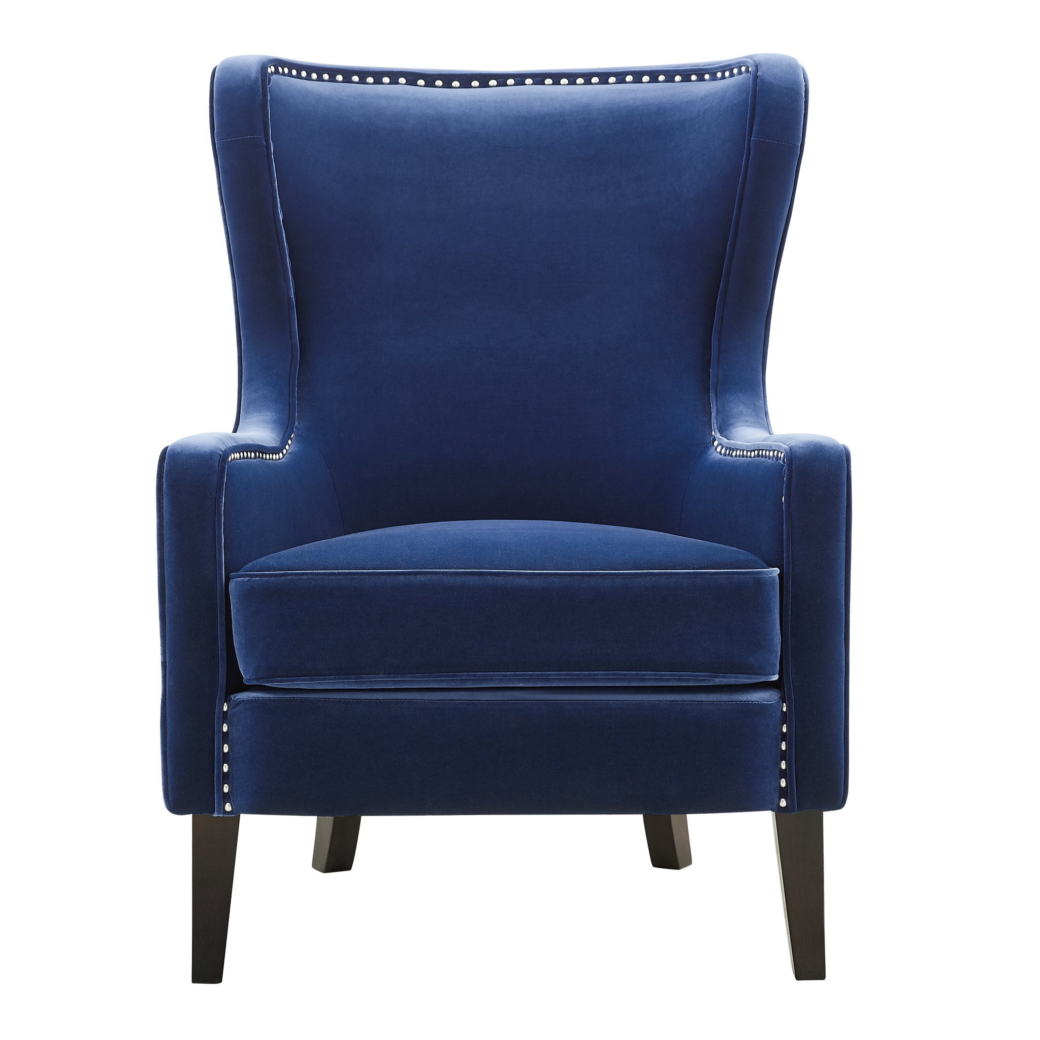 Rosco Velvet Wingback Chair Sapphire Blue Faux Leather