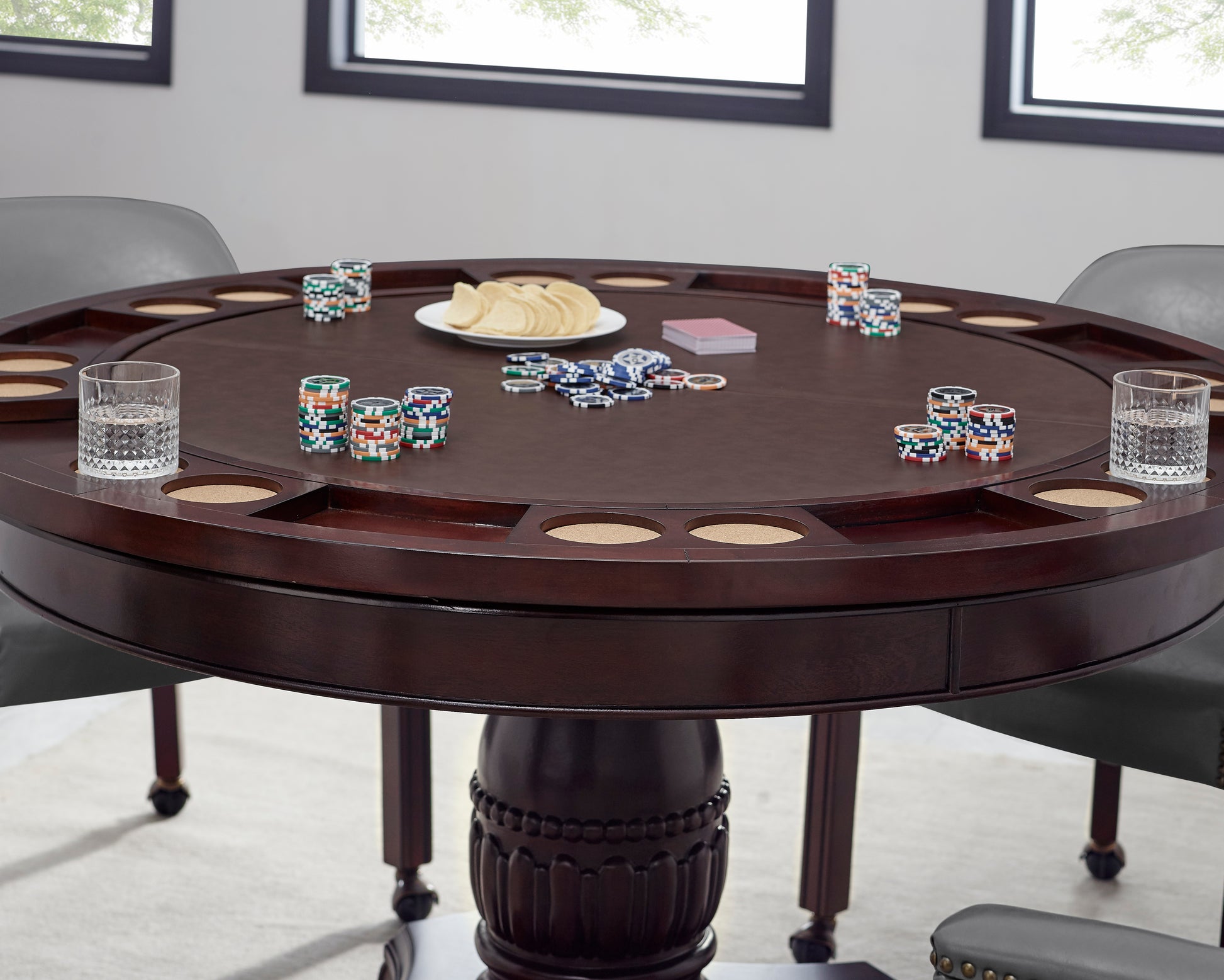 Tournament 5 Piece Dining Or Game Table Set Brown Dark Brown Wood